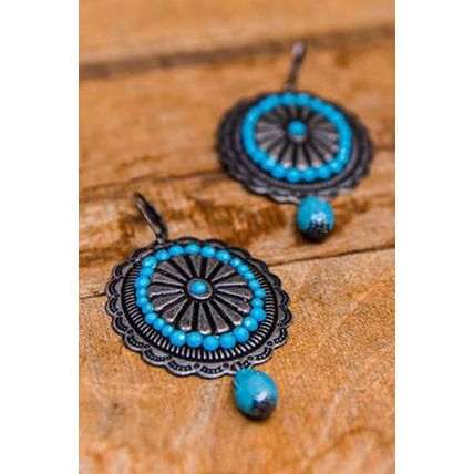 Sea Green Western Retro Turquoise Dangle Earrings