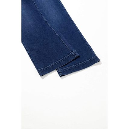 Sail Blue Wide Leg Pocketed High Waist Jeans