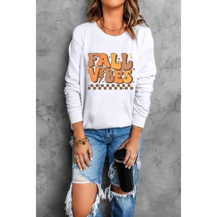 Beige FALL VIBES Graphic Drop Shoulder Sweatshirt