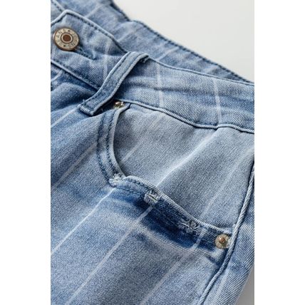 Beau Blue Multi Buttons Pinstripe Wide Leg Jeans