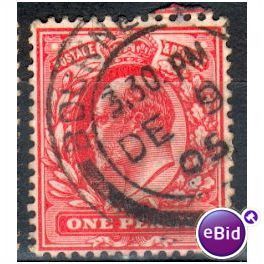 GB stamps 1902-10 KEV11 - 1d SG219 Bournemouth 4