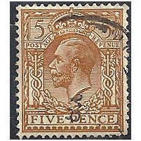1924 SG425 5d Yellow-Brown Wmk Block Cypher Fine Used . ..