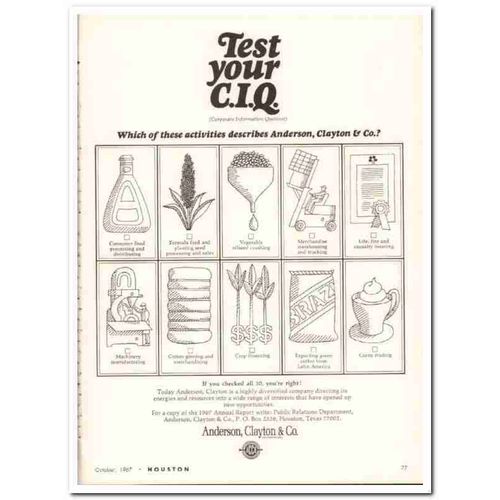 anderson clayton company 1967 houston test ciq industrial vintage ad