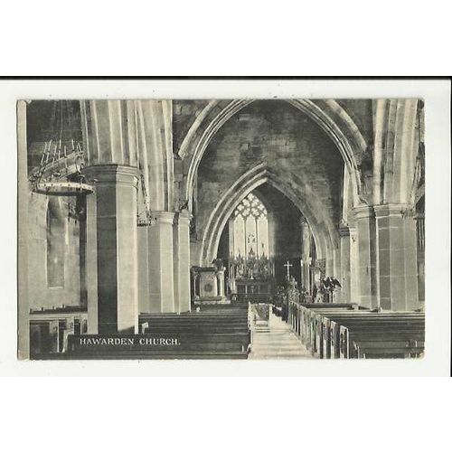 Wales HAWARDEN Church Interior Postcard by W.R. Jones