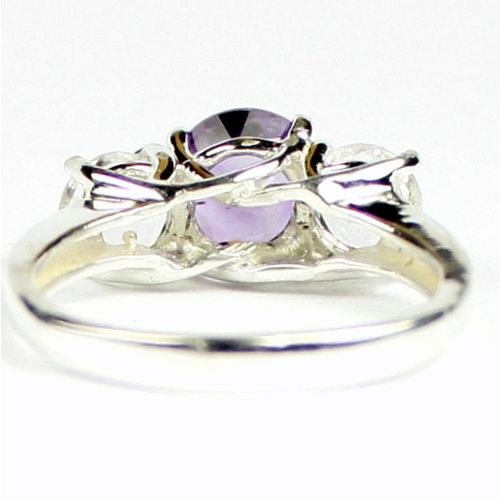 Amethyst & 1 ct CZs, 925 Sterling Silver Ring, SR255