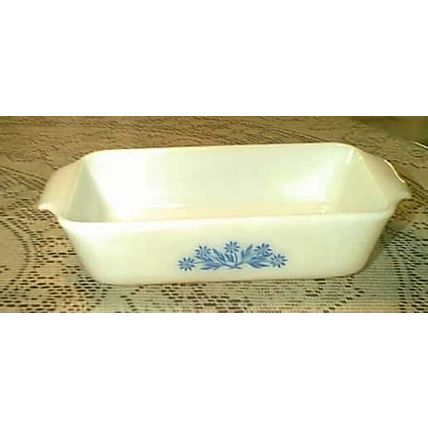 FIRE-KING ANCHOR HOCKING CORNFLOWER BLUE MINI DISH SOUP BOWL & BREAD LOAF PAN