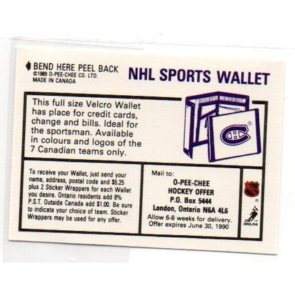 1989-90 O-PEE-CHEE NHL Hockey Stickers Patrick Roy Sticker # 57