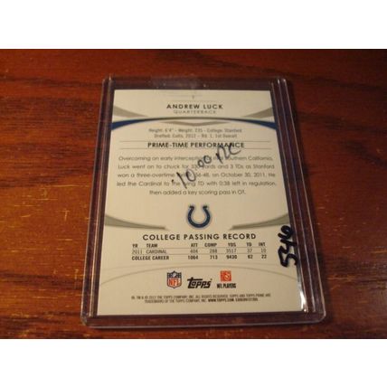 2012 Topps Prime Rc, ANDREW LUCK RC, Colts