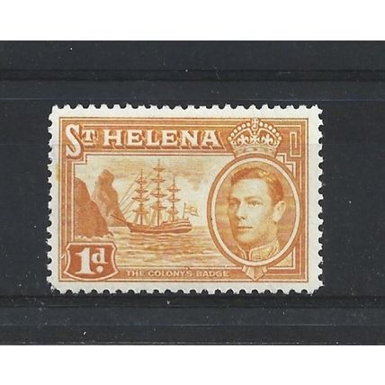 St Helena.SG132a 1d Badge of St.Helena (Yellow-Orange).Mounted Mint.May24j