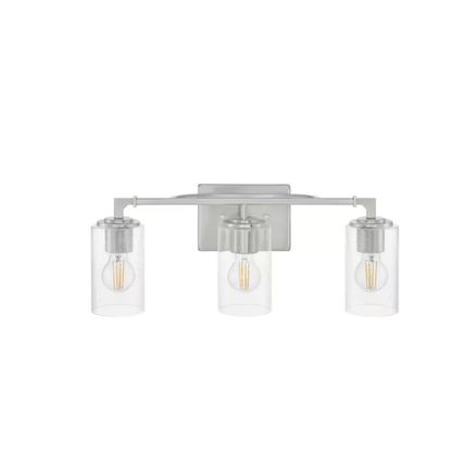 H D Helenwood 21.75" 3-Light Brushed Nickel Bathroom Vanity Light w/ Clear Glass