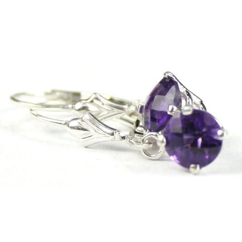Amethyst, 925 Sterling Silver Leverback Earrings, SE017