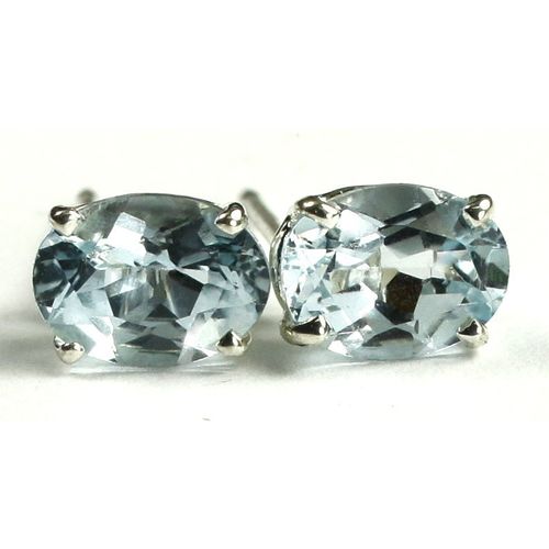 Aquamarine, 925 Sterling Silver Post Earrings, SE002