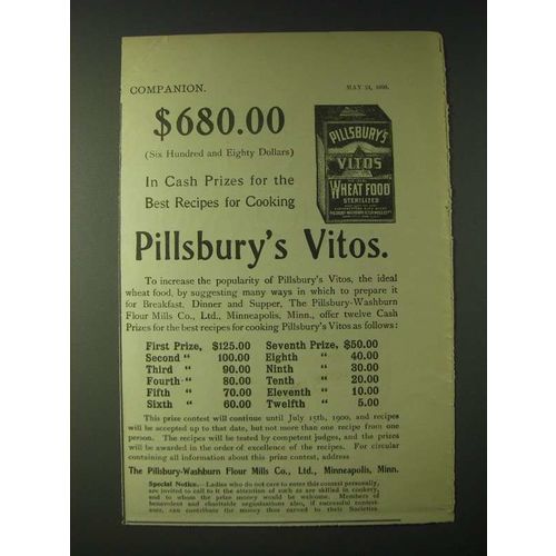 1900 Pillsbury's Vitos Wheat Food Ad - $680.00 (Six Hundred and Eighty Dollars)