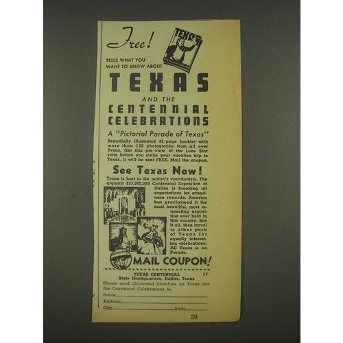 1936 Texas Centennial Ad - Celebrations