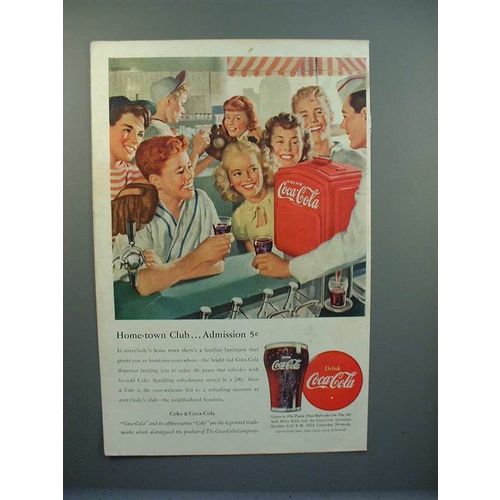 1947 Coke Coca-Cola Soda Ad - Home-town Club