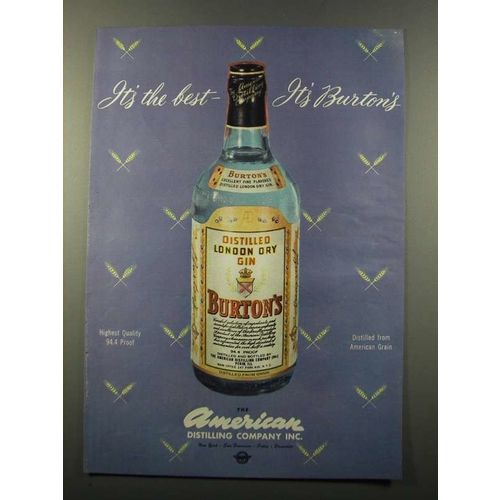 1947 American Distilling Company Burton's Gin Ad - Best