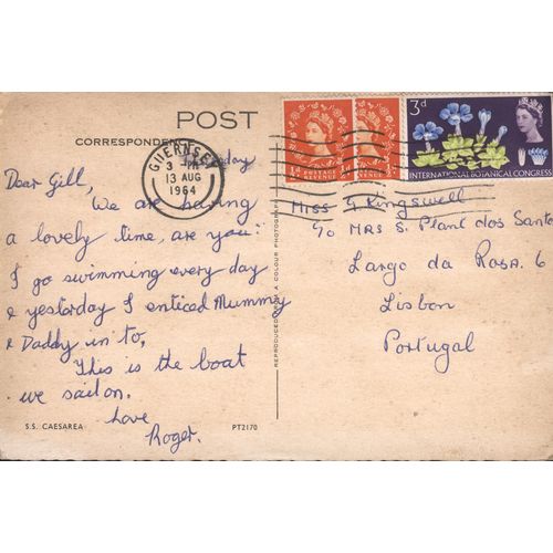 Guernsey Postcard 1964 - S.S. Caesaera - Channel Islands Ferry