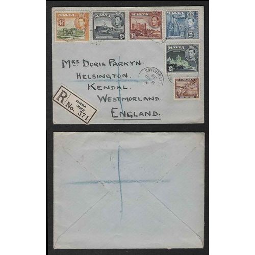 Malta Postal REGISTRATION Sta. to UK 1938