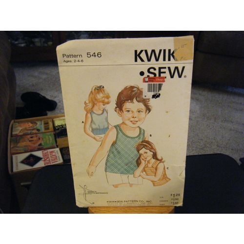 Kwik Sew 546 Girls Sleeveless Stretch Knit Pullover Top - Size 2/4/6 Chest 22-25