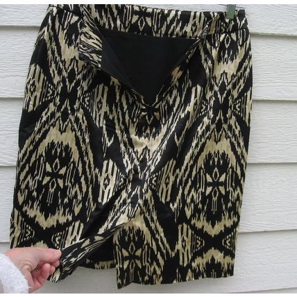 Womens Jones New York Silky Skirt 12 35 Waist Black Tan Silk Blend Straight