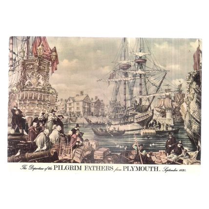 PILGRIM FATHERS leaving PLYMOUTH, DEVON used postcard 1976 postmark =