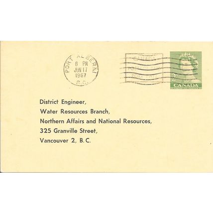 Canada #DP91f Type 2c Postal Card USED Karsh OFFICIAL Form #R1, Large font