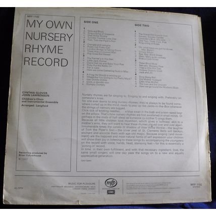 My Own Nursery Rhyme Record - Cynthia Glover John Lawrenson 1967