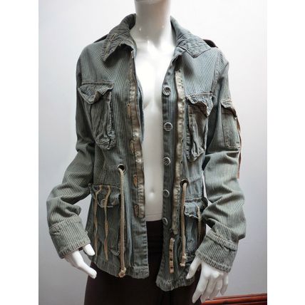 DEPT CASUAL LIGHT BLUE STRIPED JACKET COAT SIZE S (8/10) £79 BNWT