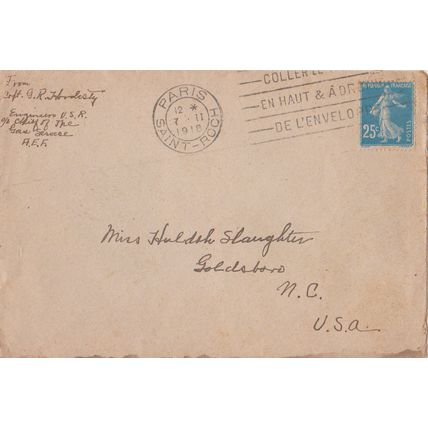 France 1918 cover to USA sent 7th November 4 days before war ended