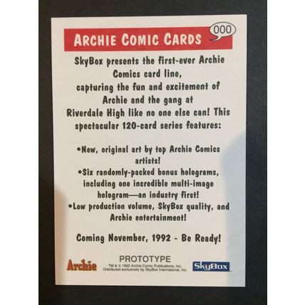 Archie Comics Cards promo card #000, Skybox 1992