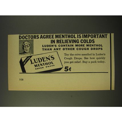 1950 Luden's Menthol Cough Drops Advertisement - Doctors agree