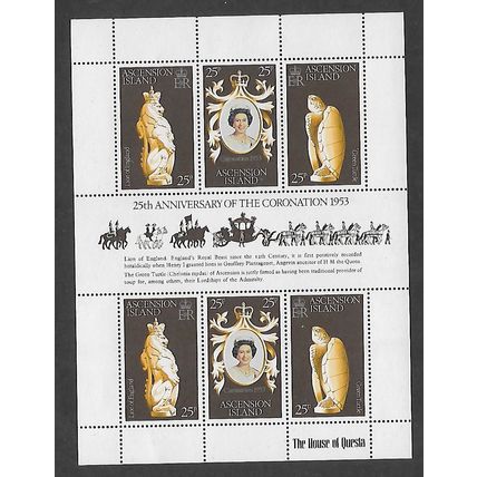 ASCENSION IS 1978 ANNIV 0F CORONATION SHEETLET SET 6 VALS SG233 /235 M / MINT