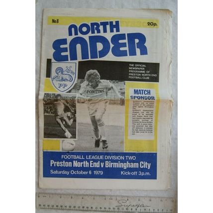 1979 North Ender No. 8 Preston North End v. Birmingham City, Div. 2