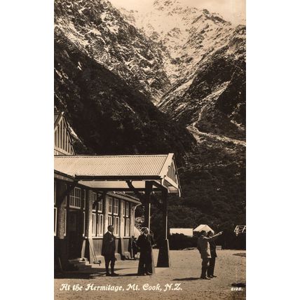 Visitors at the Hermitage Mount Cook New Zealand Real Photo Postcard
