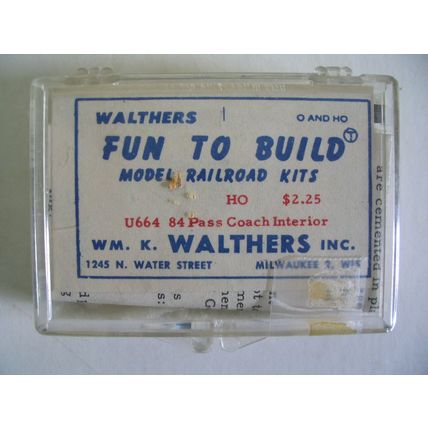 Ho Scale Walthers 84 Pass Coach Interior Kit #U664 3826