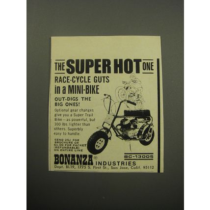 1969 Bonanza BC-1300S Mini-Bike Ad - The Super Hot One