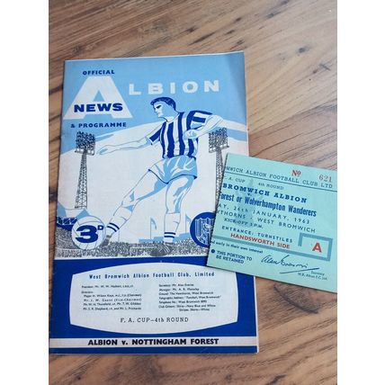 1963 FA Cup 4th Round Programme & Ticket – WBA vs N Forest