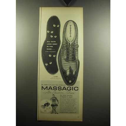 1957 Massagic Brent Shoes Ad - All cats look grey in the dark