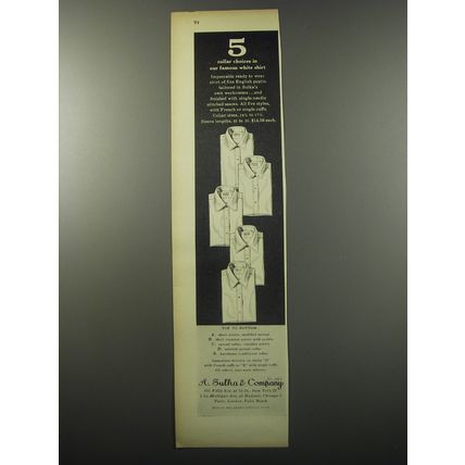 1955 A. Sulka Shirts Ad - 5 collar choices in our famous white shirt