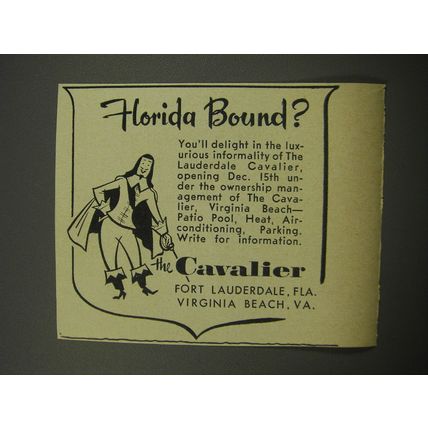 1955 Cavalier Hotel Ad - Florida Bound?