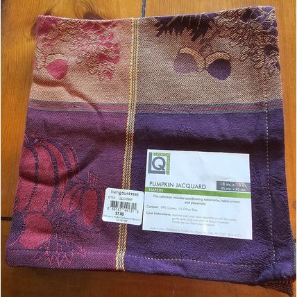 8 THANKSGIVING AUTUMN LIVING QUARTERS PUMPKIN JACQUARD 60" X 84" LINEN NAPKINS