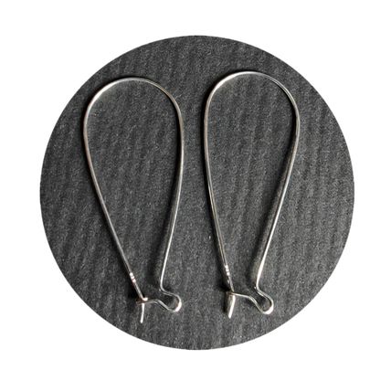 925 Solid Sterling Silver Pair 46MM Kidney Shaped Earrings Jewellery Making C70