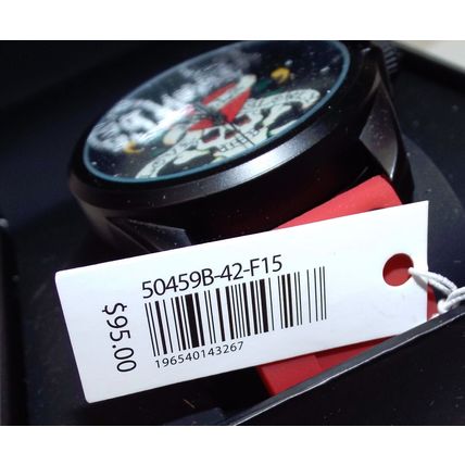 New Mens Ed Hardy Men's Skull Red Silicone Strap Watch 46mm Boat Dive MSRP$95