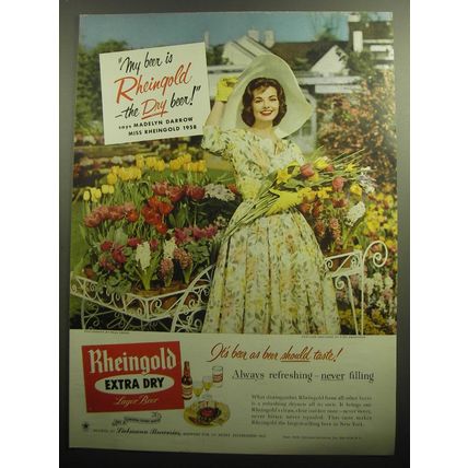 1958 Rheingold Beer Ad - My beer is Rheingold - Flower Garden