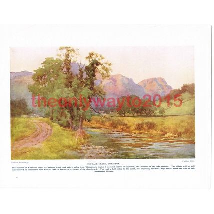 Yewdale Crags, Coniston, Cumbria, England, Book Illustration (Print), c1920