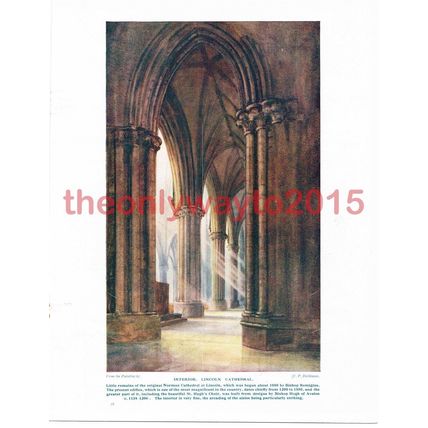 Interior, Lincoln Cathedral, England, Book Illustration (Print), c1920