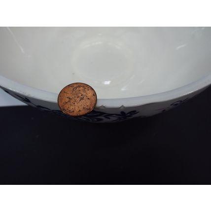 Vintage Blue Peony Japan Handpainted Porcelain Soup Tureen Serving Bowl Dish