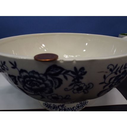 Vintage Blue Peony Japan Handpainted Porcelain Soup Tureen Serving Bowl Dish