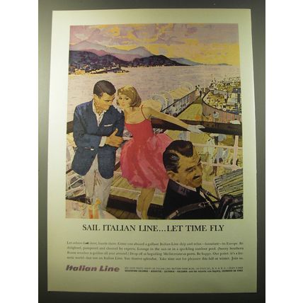 1960 Italian Line Cruise Advertisement - Sail Italian Line.. Let time fly