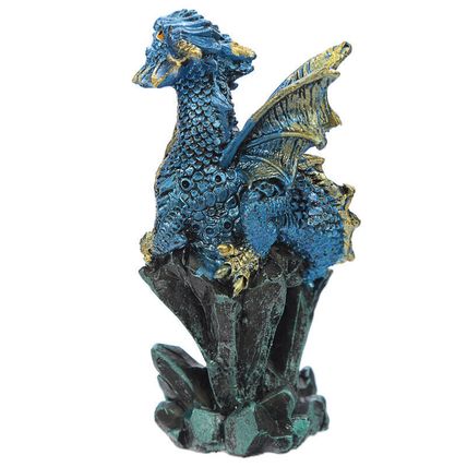 Mini Rock Crystal Enchanted Nightmare Dragon Figurine Statue Blue Red